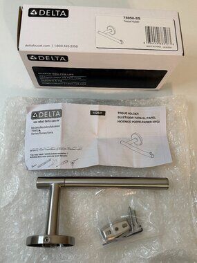 New in Box Delta Chrome Tissue Toilet Paper Holder T5950-SS